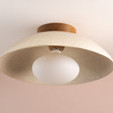 Studio Haran XL Dawn Flush Mount Ceiling Light in Ceramic and Oak