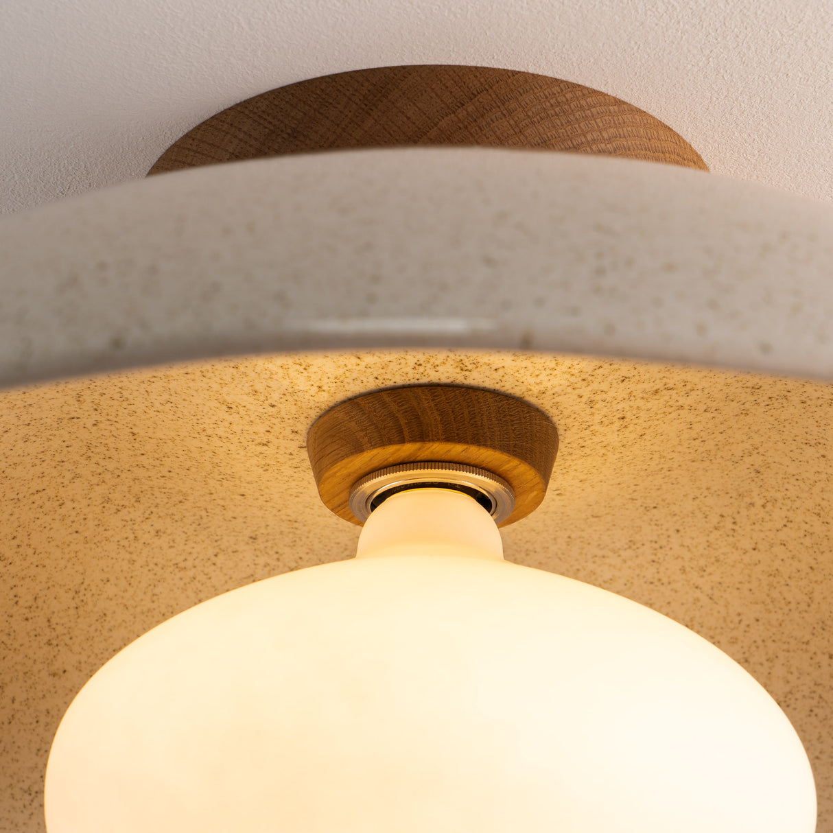 Studio Haran XL Dawn Flush Mount Ceiling Light in Ceramic and Oak