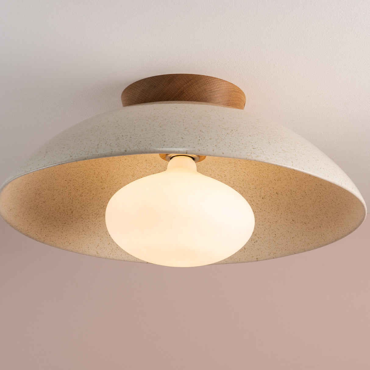 Studio Haran XL Dawn Flush Mount Ceiling Light in Ceramic and Oak