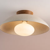Studio Haran XL Dawn Flush Mount Ceiling Light in Ceramic and Oak