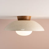 Studio Haran XL Dawn Flush Mount Ceiling Light in Ceramic and Oak