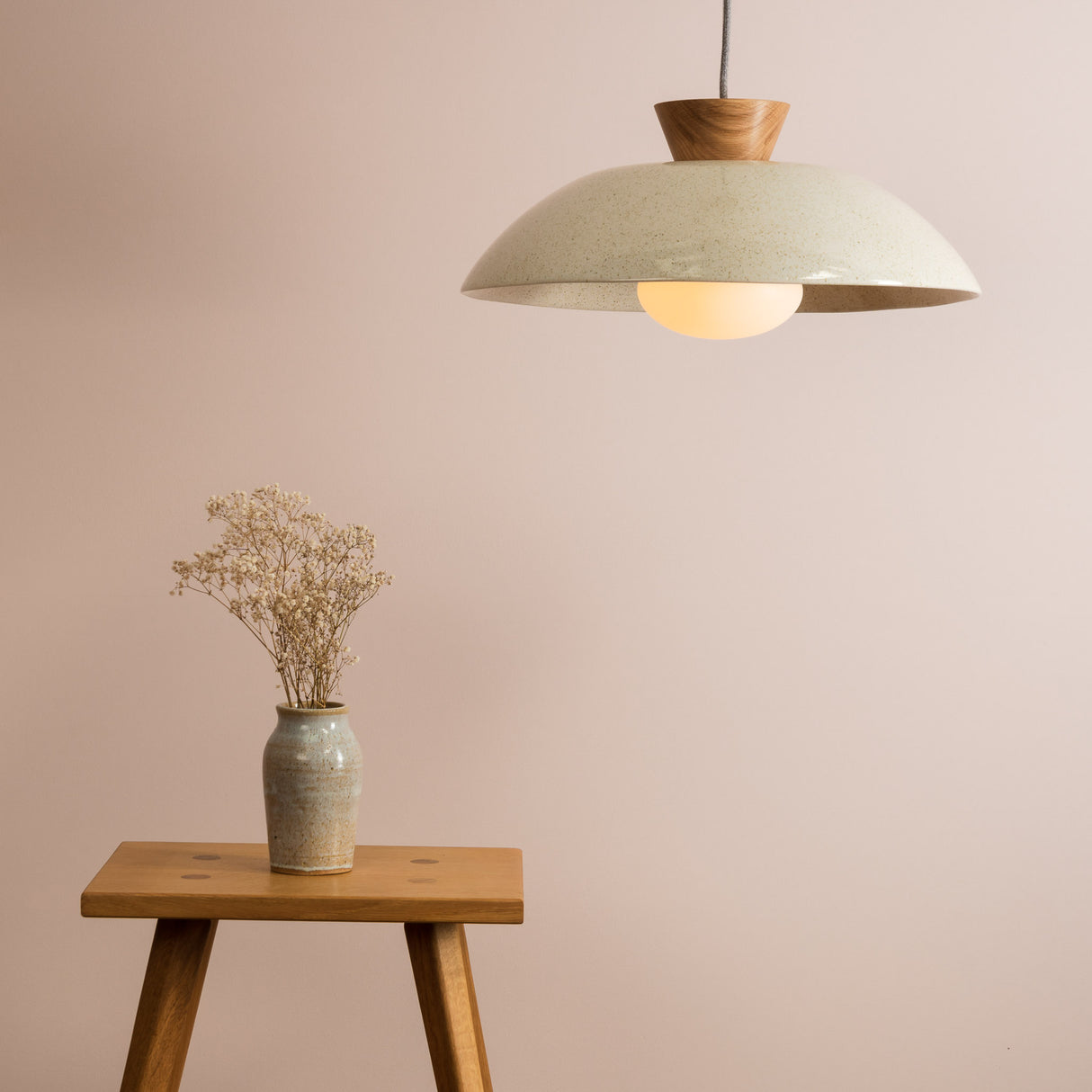 Studio Haran XL Dawn Pendant Light in Ceramic and Oak