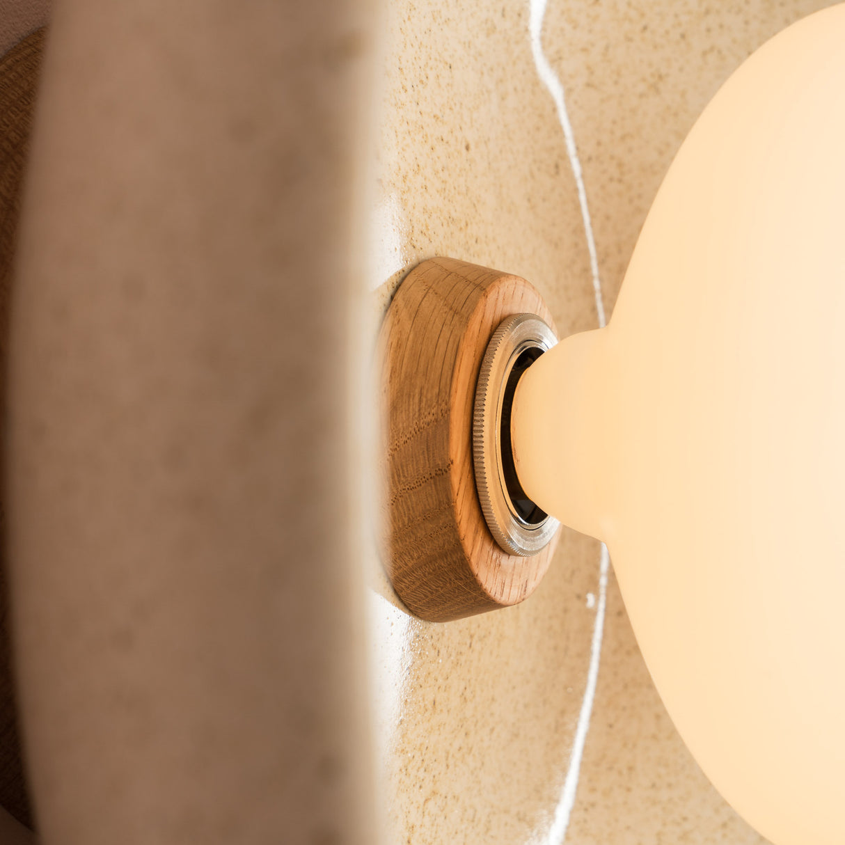 Studio Haran XL Dawn Flush Wall Light in Ceramic and Oak