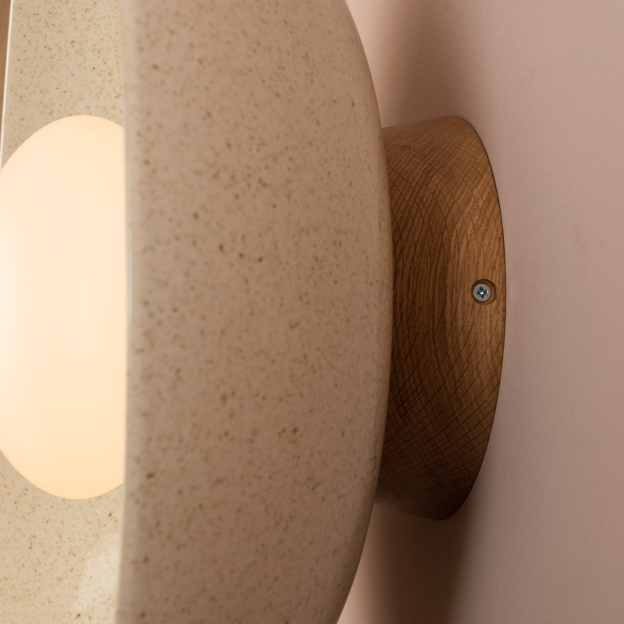Studio Haran XL Dawn Flush Wall Light in Ceramic and Oak