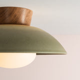 Studio Haran Dawn Flush Ceiling Light in Ceramic and Oak