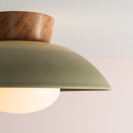Studio Haran Dawn Flush Ceiling Light in Ceramic and Oak