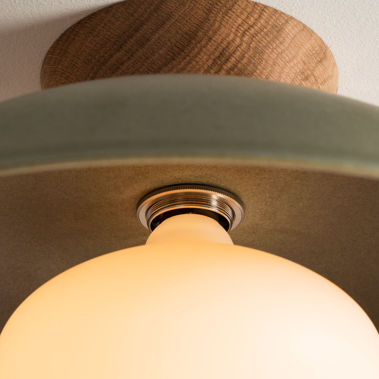 Studio Haran Dawn Flush Ceiling Light in Ceramic and Oak