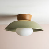 Studio Haran Dawn Flush Ceiling Light in Ceramic and Oak