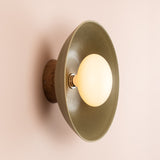 Studio Haran Dawn Flush Wall Light in Ceramic and Oak
