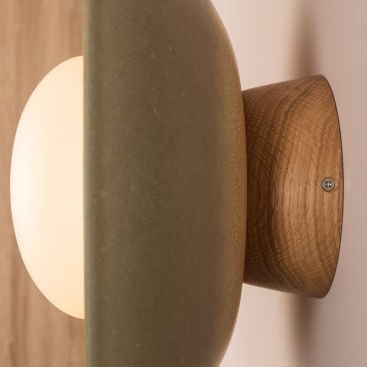 Studio Haran Dawn Flush Wall Light in Ceramic and Oak
