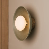 Studio Haran Dawn Flush Wall Light in Ceramic and Oak