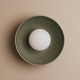 Studio Haran Dawn Flush Wall Light in Ceramic and Oak