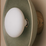 Studio Haran Dawn Flush Wall Light in Ceramic and Oak