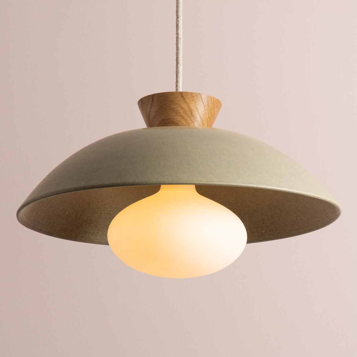 Studio Haran Dawn Pendant Light in Ceramic and Oak