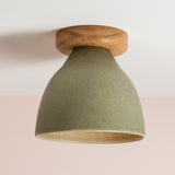 Studio Haran Element Flush Ceiling Light in Ceramic and Oak