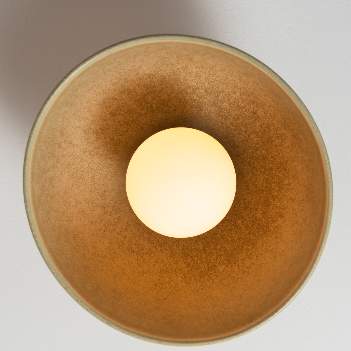 Studio Haran Element Flush Ceiling Light in Ceramic and Oak