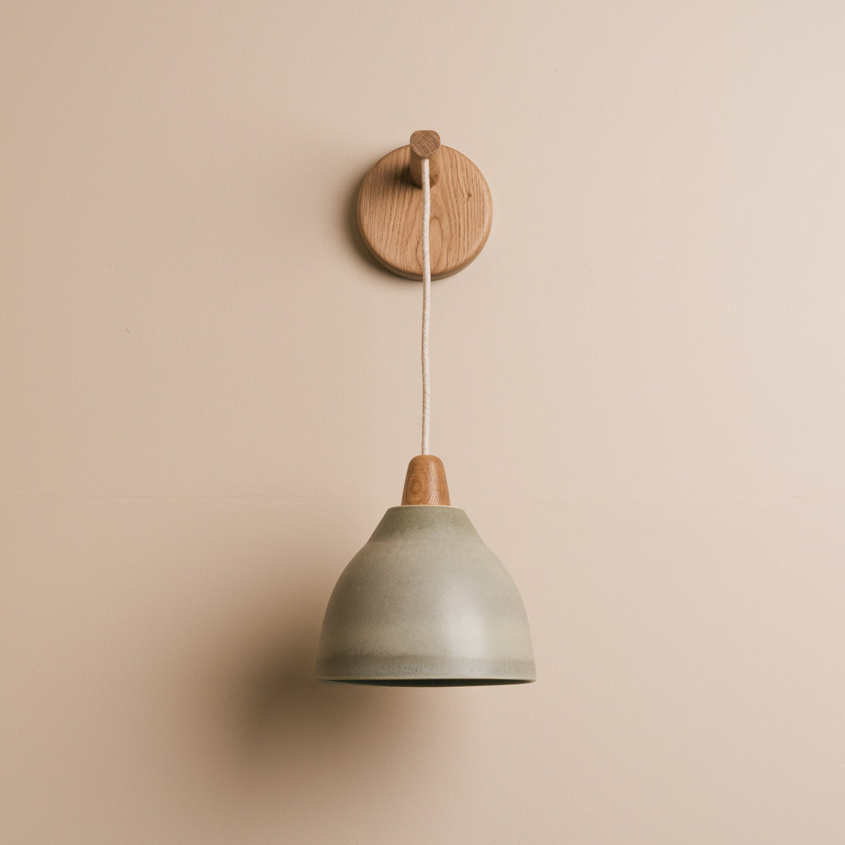 Studio Haran Element Hanging Wall Light in Ceramic and Oak