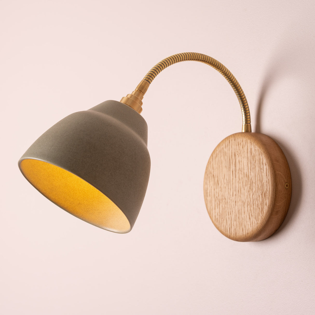 Studio Haran Flex Wall Light in Brass/Nickel, Ceramic and Oak