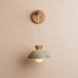 Studio Haran Small Dawn Hanging Wall Light in Ceramic and Oak