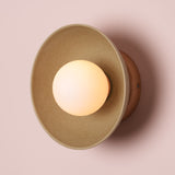 Studio Haran Small Dawn Wall Light in Ceramic and Oak