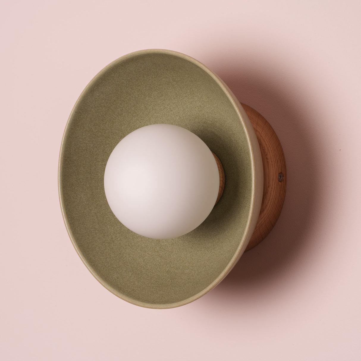 Studio Haran Small Dawn Wall Light in Ceramic and Oak