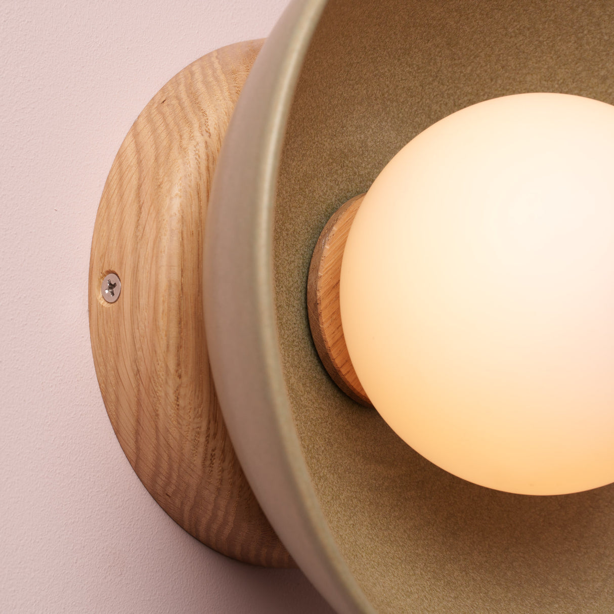 Studio Haran Small Dawn Wall Light in Ceramic and Oak