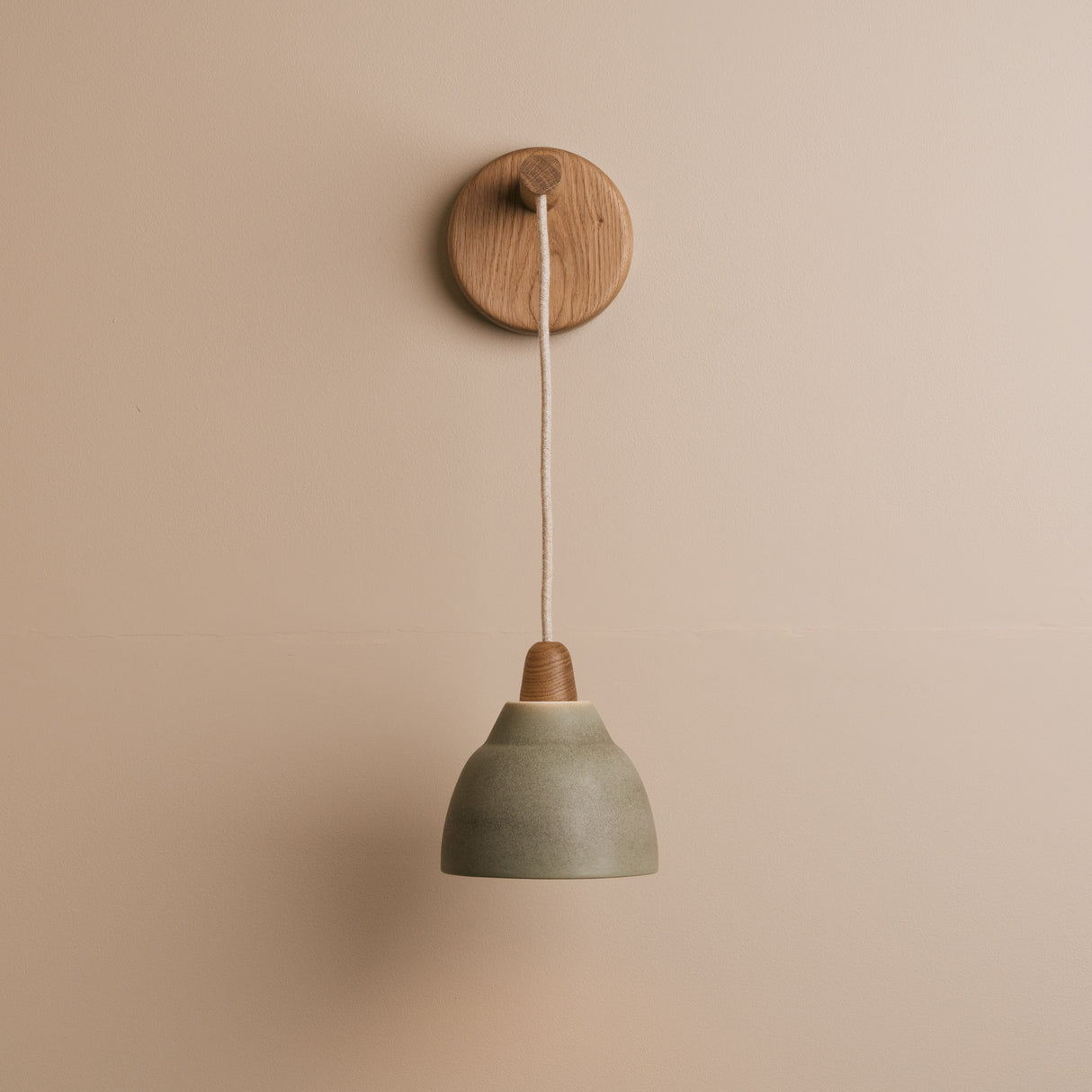 Studio Haran Small Element Hanging Wall Light in Ceramic and Oak
