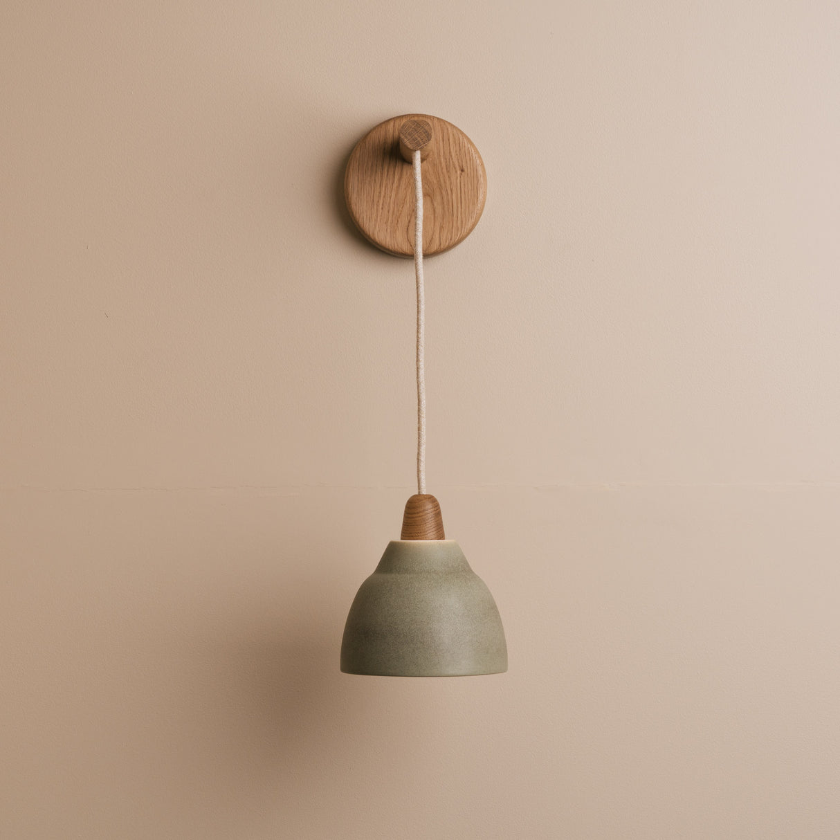 Studio Haran Small Element Hanging Wall Light in Ceramic and Oak