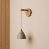 Studio Haran Small Element Hanging Wall Light in Ceramic and Oak