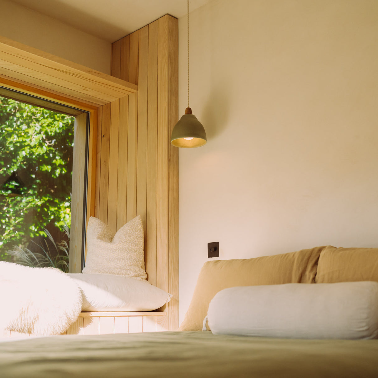 Studio Haran Small Element Pendant Light in Ceramic and Oak