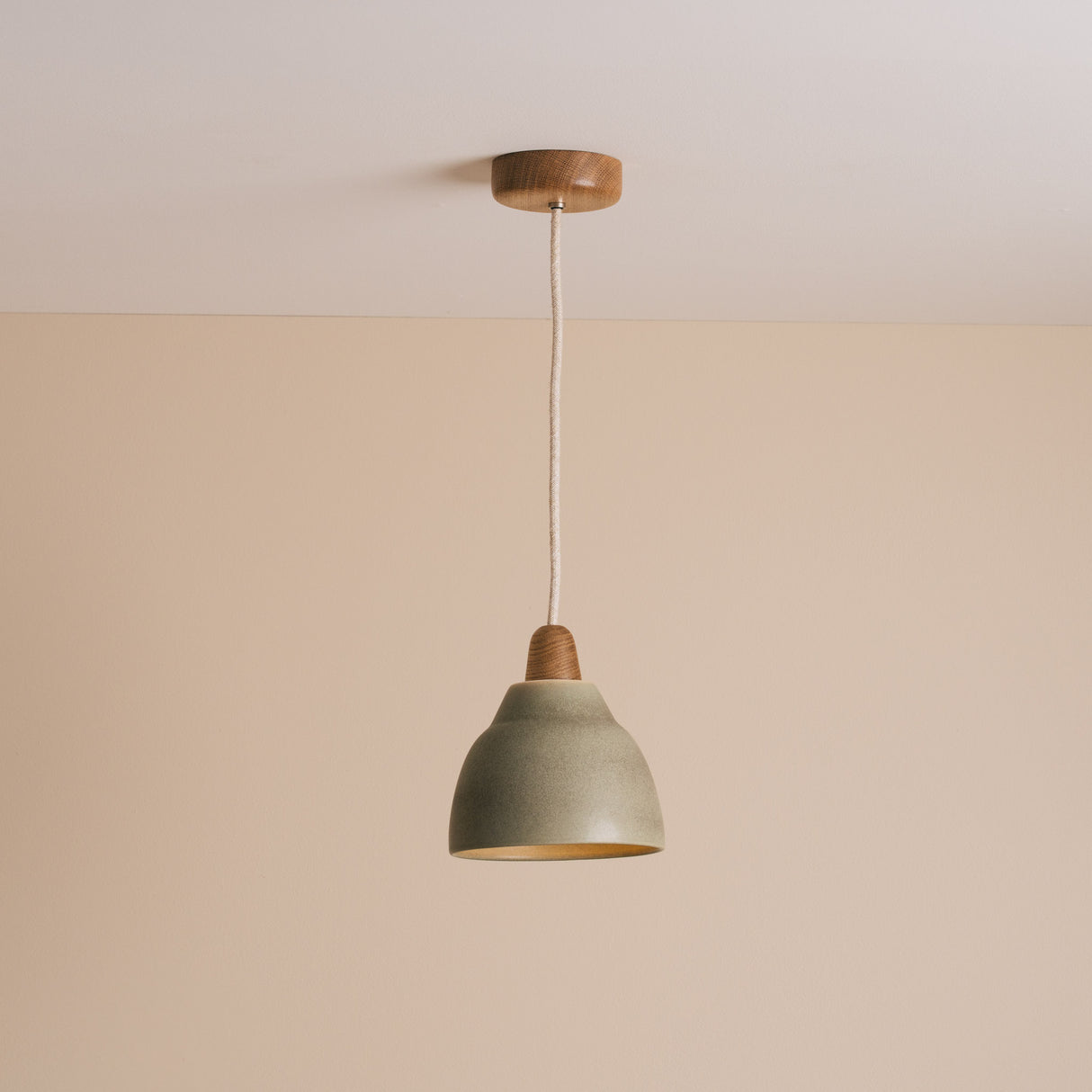 Studio Haran Small Element Pendant Light in Ceramic and Oak