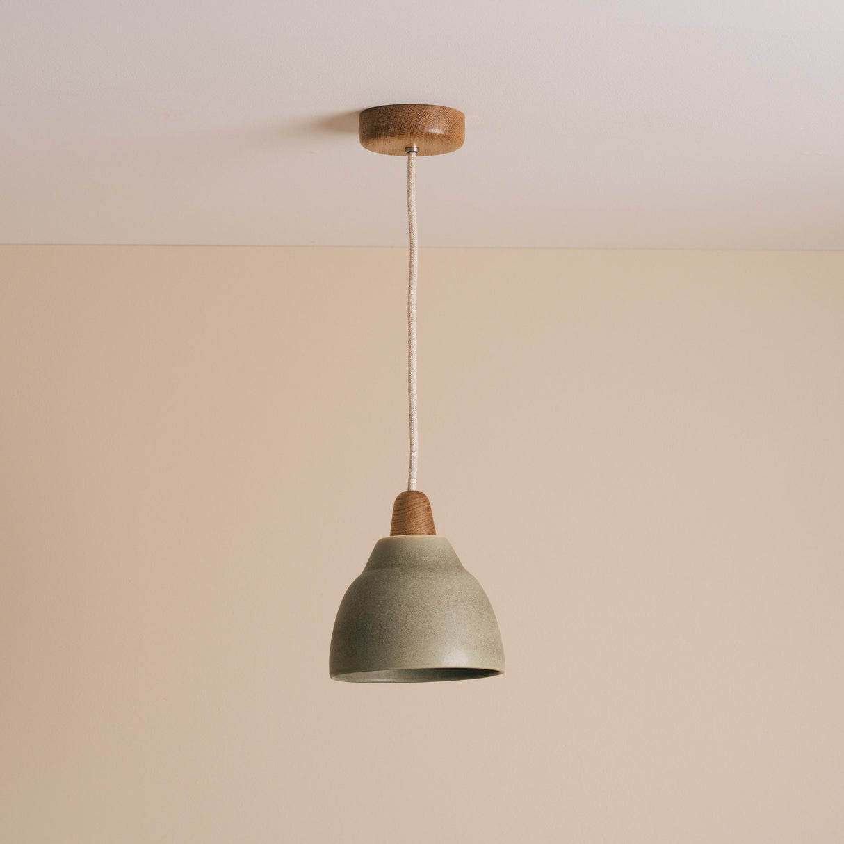 Studio Haran Small Element Pendant Light in Ceramic and Oak
