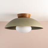 Studio Haran XL Dawn Flush Mount Ceiling Light in Ceramic and Oak