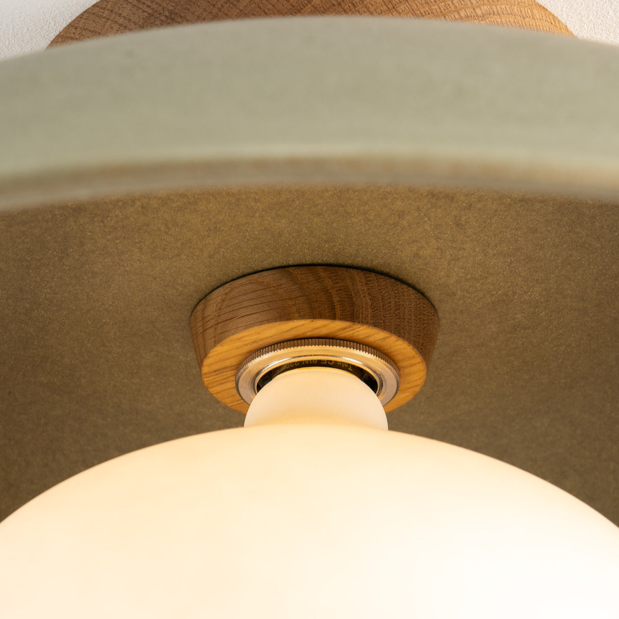 Studio Haran XL Dawn Flush Mount Ceiling Light in Ceramic and Oak