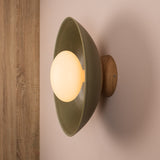 Studio Haran XL Dawn Flush Wall Light in Ceramic and Oak