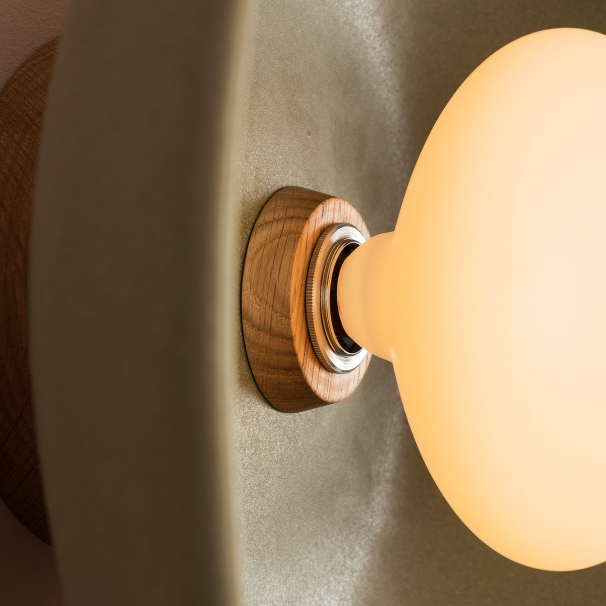 Studio Haran XL Dawn Flush Wall Light in Ceramic and Oak