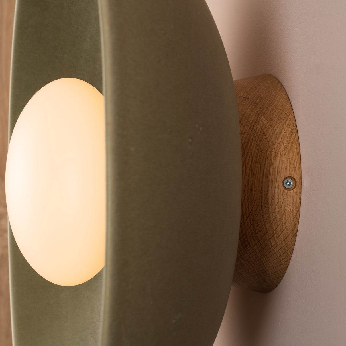 Studio Haran XL Dawn Flush Wall Light in Ceramic and Oak