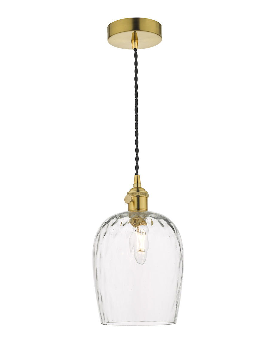 Dar Hadano Pendant Pendant Natural Brass Dimpled Glass –  from Amos Lighting + Home