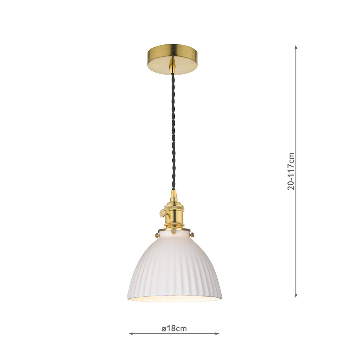 Dar Hadano Pendant Natural Brass &amp; Ceramic Domed Shade –  from Amos Lighting + Home