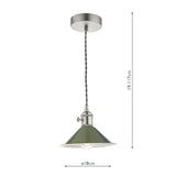 Dar Hadano Pendant Antique Chrome With Olive Green Shade –  from Amos Lighting + Home