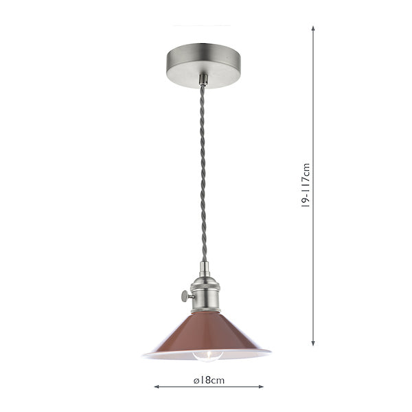 Dar Hadano Pendant Antique Chrome With Umber Shade –  from Amos Lighting + Home