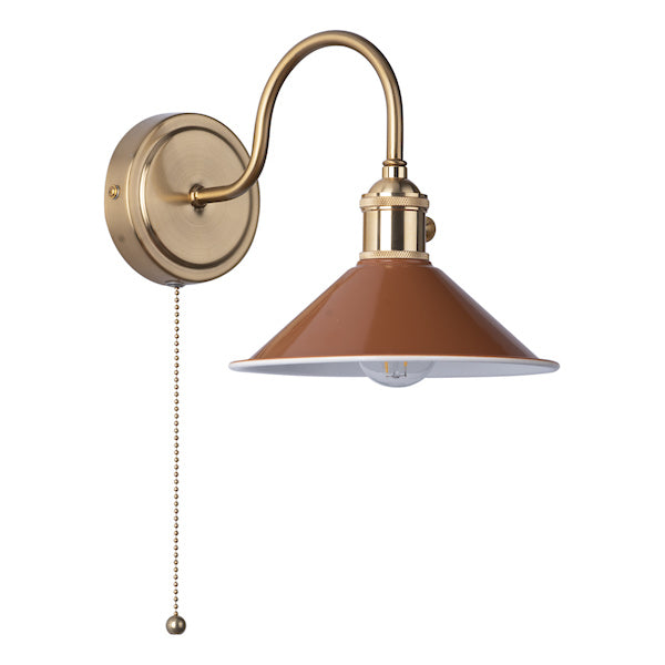 Dar Hadano Wall Light Natural Brass With Umber Shade –  from Amos Lighting + Home