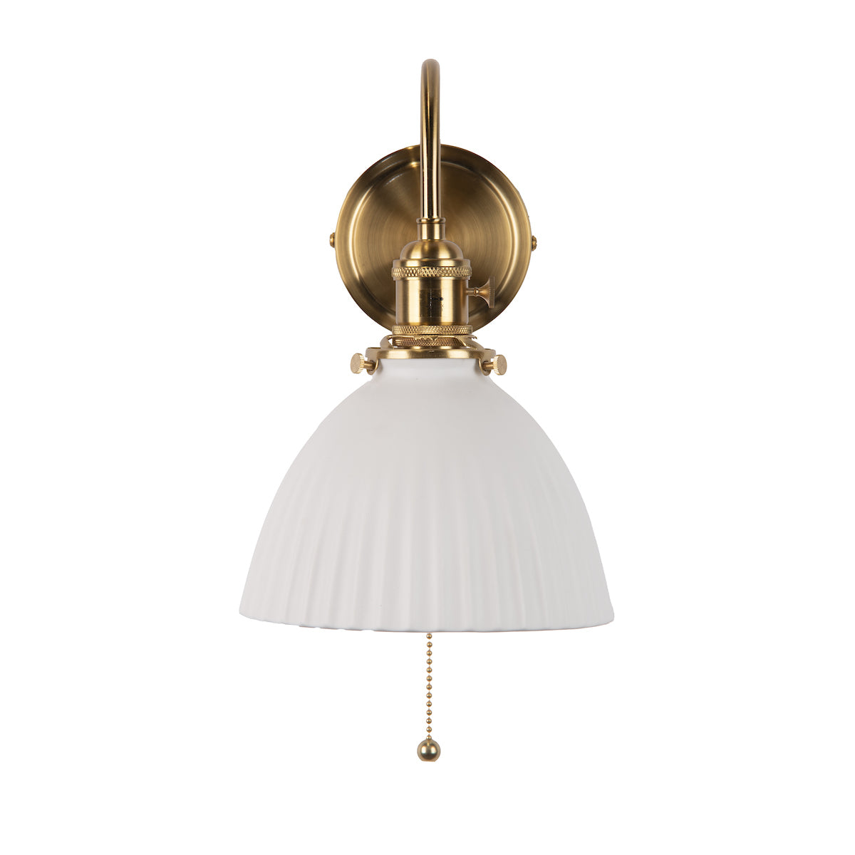 Dar Hadano Wall Light Natural Brass &amp; Ceramic Domed Shade –  from Amos Lighting + Home