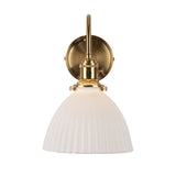 Dar Hadano Wall Light Natural Brass &amp; Ceramic Domed Shade –  from Amos Lighting + Home