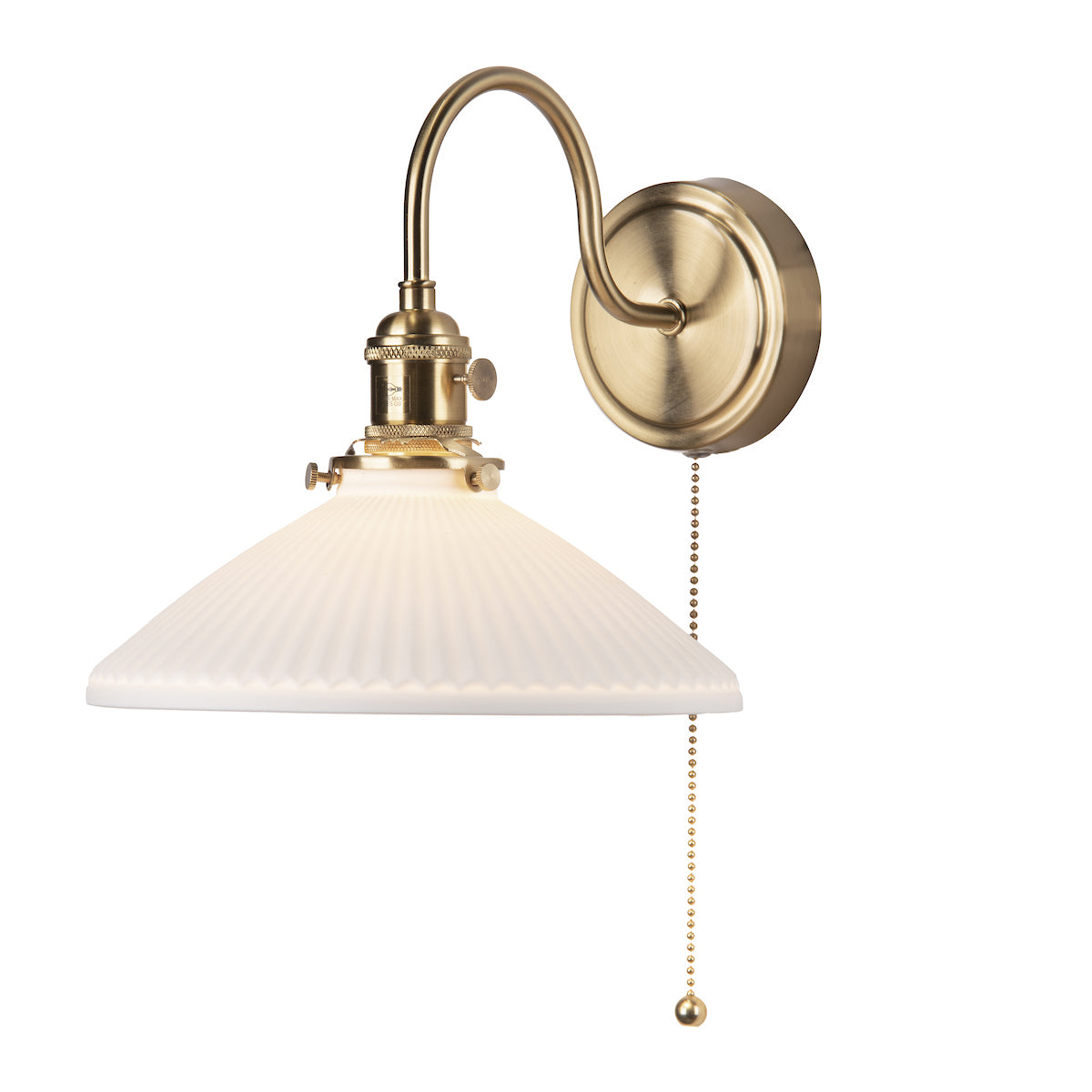 Dar Hadano Wall Light Natural Brass &amp; Ceramic Shallow Shade –  from Amos Lighting + Home