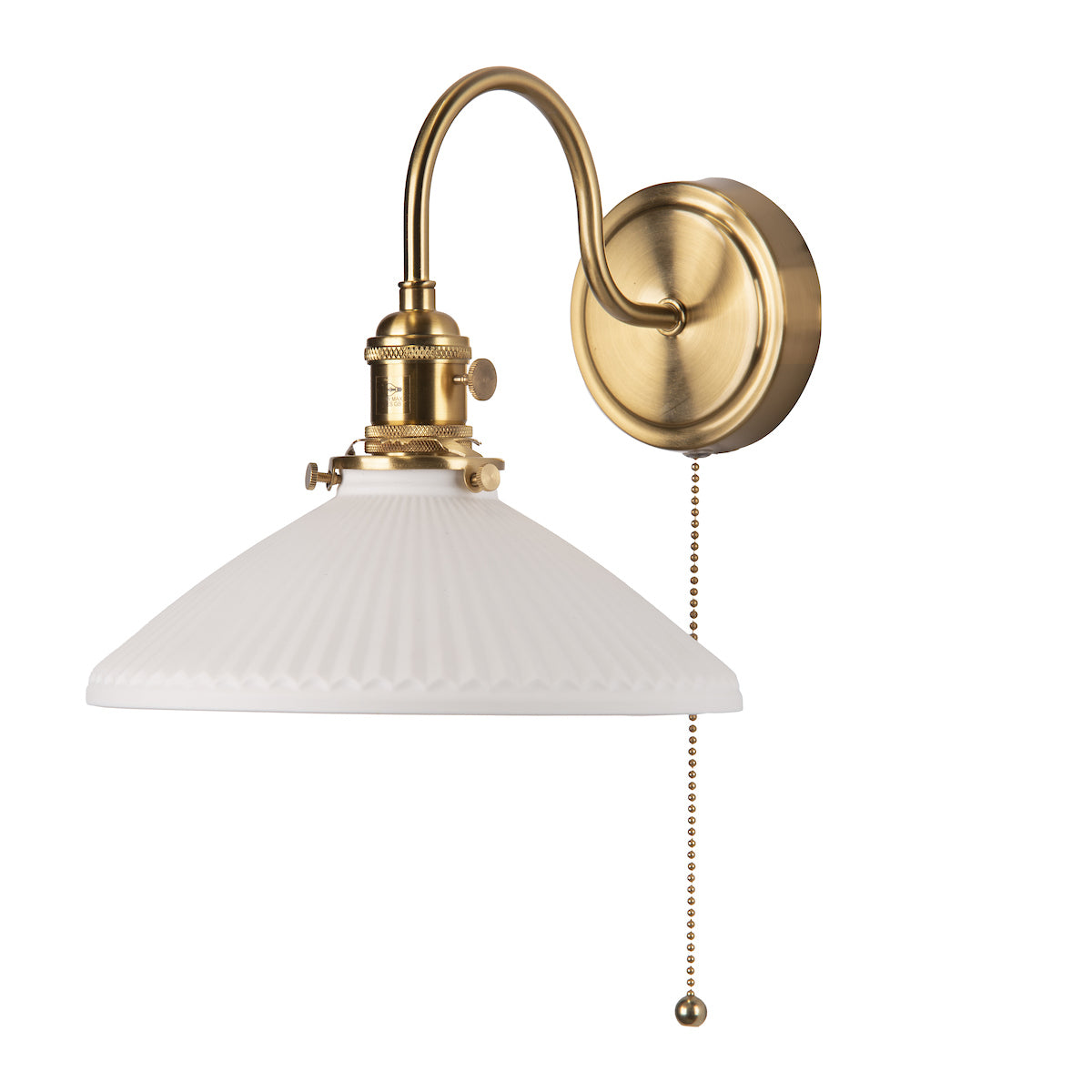 Dar Hadano Wall Light Natural Brass &amp; Ceramic Shallow Shade –  from Amos Lighting + Home