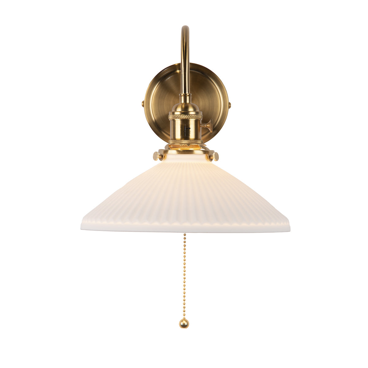 Dar Hadano Wall Light Natural Brass &amp; Ceramic Shallow Shade –  from Amos Lighting + Home