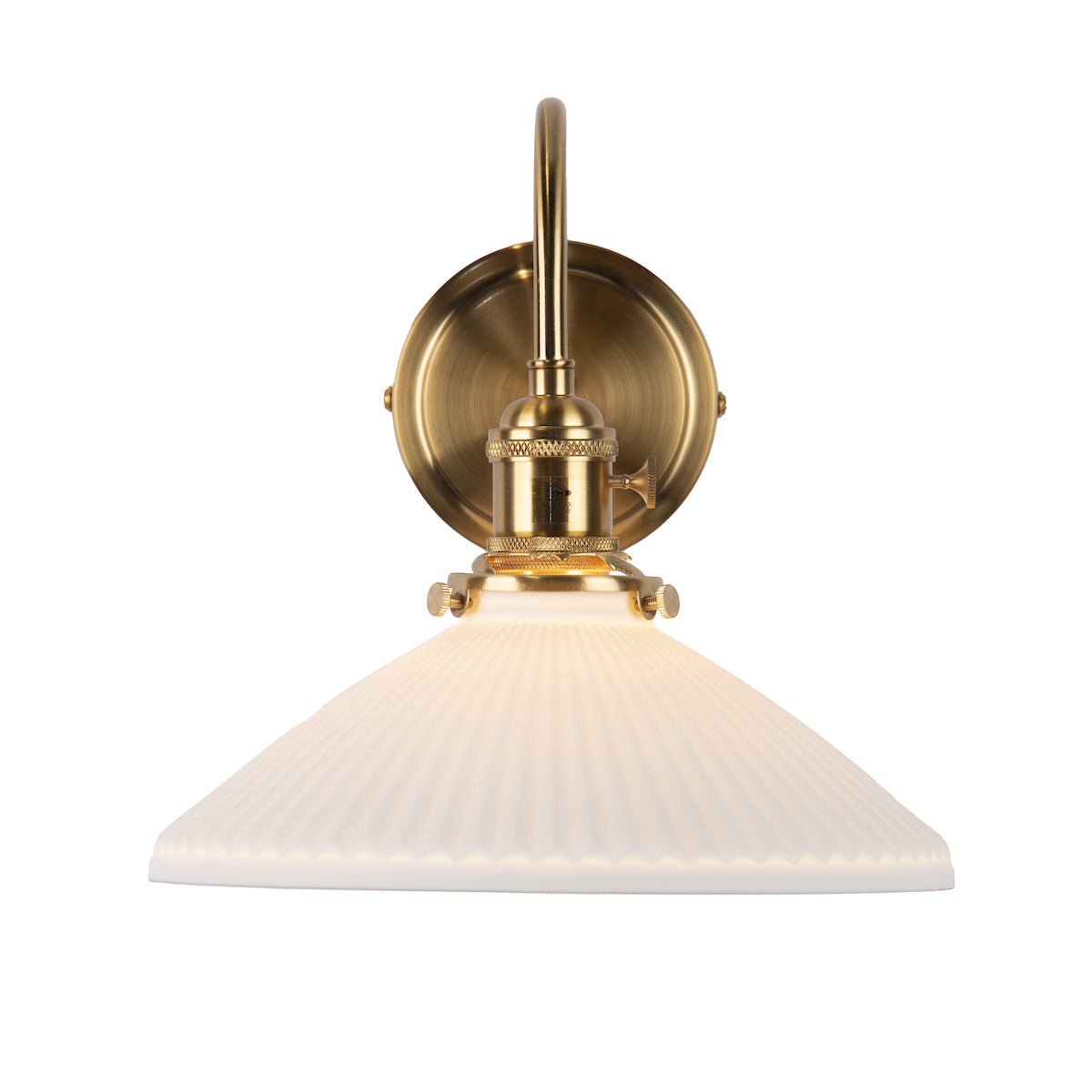 Dar Hadano Wall Light Natural Brass &amp; Ceramic Shallow Shade –  from Amos Lighting + Home