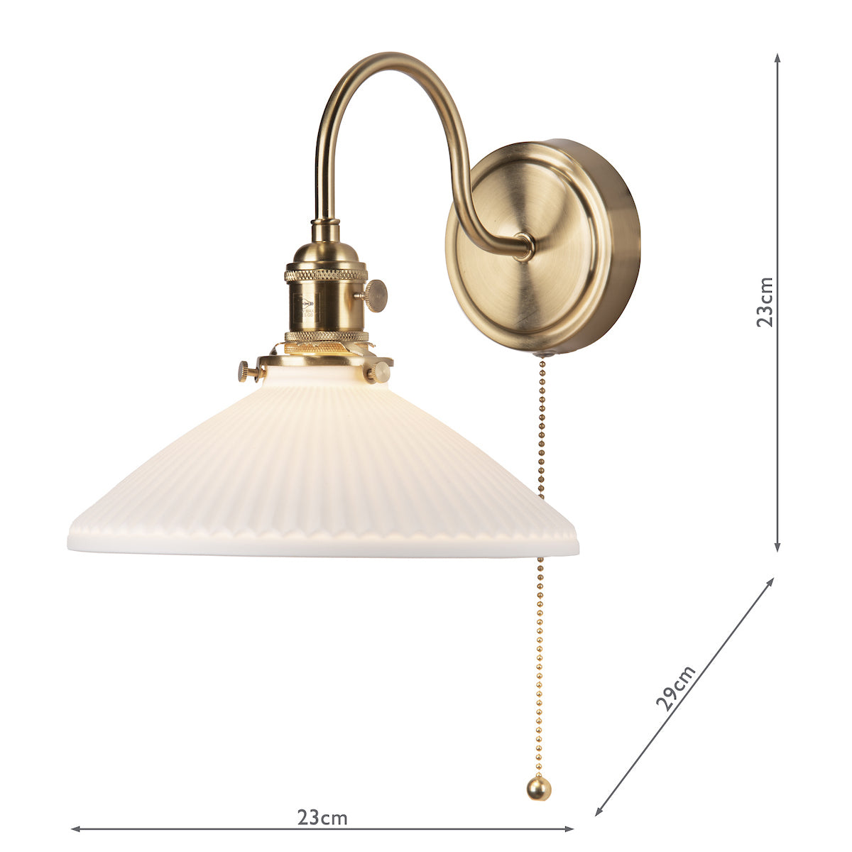 Dar Hadano Wall Light Natural Brass &amp; Ceramic Shallow Shade –  from Amos Lighting + Home