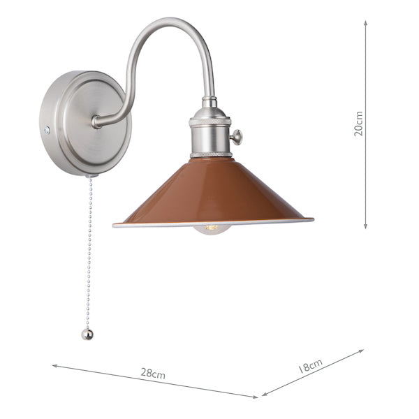 Dar Hadano Wall Light Antique Chrome With Umber Shade –  from Amos Lighting + Home